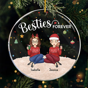 La meilleure personne avec qui partager de merveilleux moments - Ornement personnalisé Bestie - Forme ronde en acrylique - Cadeau de Noël pour meilleures amies, meilleures amies, sœurs