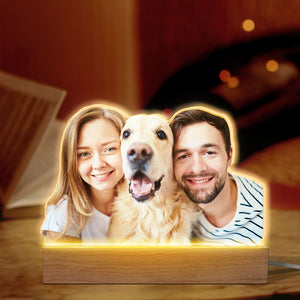 Custom Photo We're A Big Happy Family - Couple Personalized Custom Shaped 3D LED Light - Upload Photo Gift For Husband Wife, Pet Owners, Pet Lovers