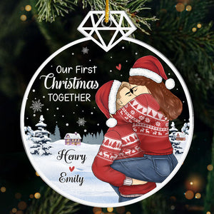 Our First Christmas Together - Couple Personalized Custom Ornament - Acrylic Custom Shaped - Christmas Gift For Husband Wife, Anniversary
