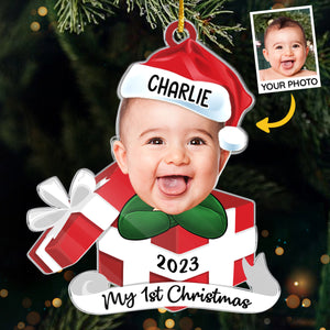 Custom Photo Hi I'm New Here - Family Personalized Custom Ornament - Acrylic Custom Shaped - Christmas Gift For Baby Kids, Newborn Baby