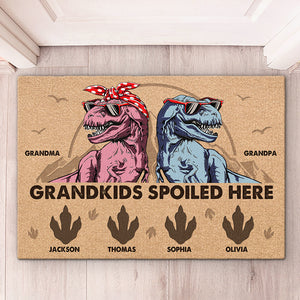 Grandkids Spoiled Here - Family Personalized Custom Home Decor Decorative Mat - House Warming Gift, Gift For Grandpa, Grandma