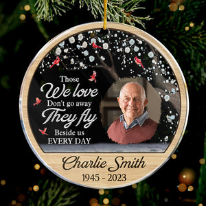 Custom Photo Deep In Our Hearts You'll Always Stay - Memorial Personalized Custom Ornament - Acrylic Round Shaped - Christmas Gift, Sympathy Gift For Family Members