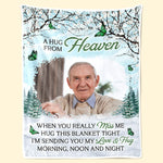 Custom Photo Hug From Heaven Memorial Gifts - Personalized Blanket