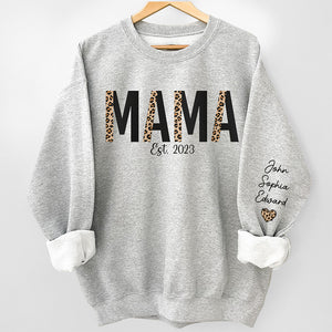 The Happiest Mama - Family Personalized Custom Unisex Sweatshirt With Design On Sleeve - Birthday Gift For Mom, Grandma