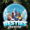 Because Of You I Laugh A Little Harder - Bestie Personalized Custom Ornament - Acrylic Custom Shaped - Christmas Gift For Best Friends, BFF, Sisters