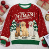 This Human Belongs To Me - Dog Personalized Custom Ugly Sweatshirt - Unisex Wool Jumper - Christmas Gift For Pet Owners, Pet Lovers