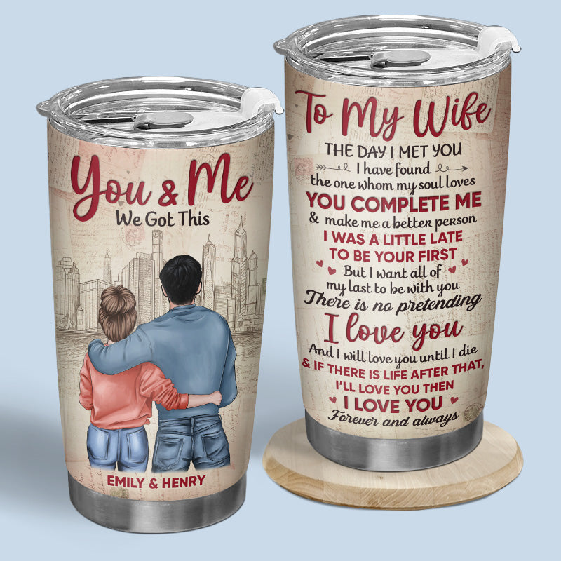 I Love You Forever - Personalized Tumbler Cup - Hugging Couple