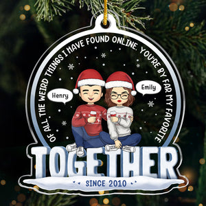 Straight To You - Couple Personalized Custom Ornament - Acrylic Custom Shaped - Christmas Gift For Husband Wife, Anniversary