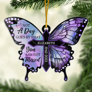 Forever In Our Hearts - Memorial Personalized Custom Ornament - Acrylic Butterfly Shaped - Christmas Gift, Sympathy Gift For Family Members