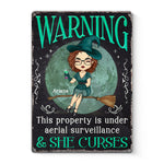 Custom Name Witch Warning Halloween Decor - Personalized Metal Sign