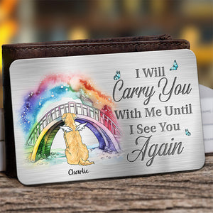You Left Paw Prints On My Heart - Memorial Personalized Custom Aluminum Wallet Card - Sympathy Gift, Gift For Pet Owners, Pet Lovers