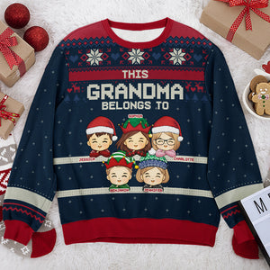 I Belong To These Cute Kids - Family Personalized Custom Ugly Sweatshirt - Unisex Wool Jumper - Christmas Gift For Grandma, Grandpa