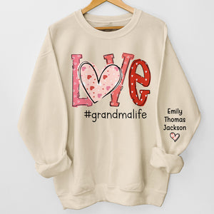 First My Grandma Forever My Friend - Family Personalized Custom Unisex Sweatshirt With Design On Sleeve - Gift For Grandma