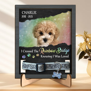 Custom Photo Love Is Wet Noses And Wagging Tails - Memorial Personalized Custom Pet Loss Sign, Collar Frame With Stand - Sympathy Gift, Gift For Pet Owners, Pet Lovers