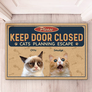 Custom Photo Pets Planning Escape - Dog & Cat Personalized Custom Decorative Mat - Gift For Pet Owners, Pet Lovers