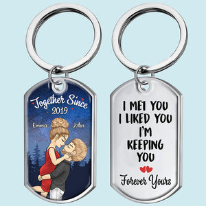 Our Love Story Is My Favorite - Couple Personalized Custom Keychain - Gift For Husband Wife, Anniversary