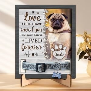 Custom Photo Time Spent With Pets Is Never Wasted - Memorial Personalized Custom Pet Loss Sign, Collar Frame With Stand - Sympathy Gift, Gift For Pet Owners, Pet Lovers