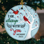 Custom Cardinal Memorial Christmas Gifts for Mom - Personalized Ceramic Ornament