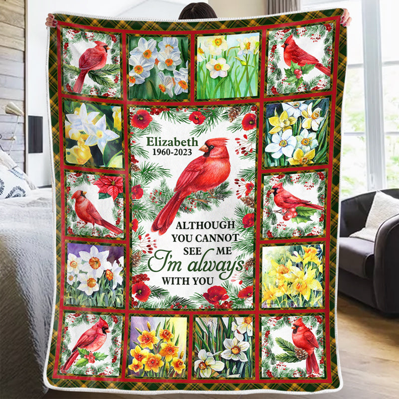 Whenever You See A Cardinal Memorial Personalized Custom Blanket Christmas Gift Sympathy Gift For Family Members