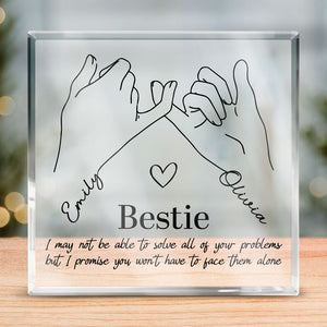 Pinky Promise - Bestie Personalized Custom Square Shaped Acrylic Plaque - Gift For Best Friends, BFF, Sisters