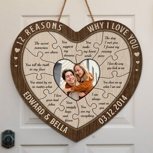 Custom Photo I Love Your Bad Jokes - Couple Personalized Custom Heart Shaped Home Decor Wood Sign - House Warming Gift For Husband Wife, Anniversary