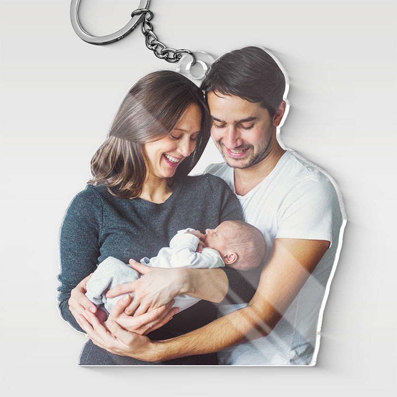 Custom Photo I Love You To The Moon And Back - Couple Personalized Custom Shaped Acrylic Keychain - Gift For Husband Wife, Anniversary