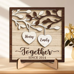 Me And Her We Are A Team - Couple Personalized Custom 2-Layered Wooden Plaque With Stand - House Warming Gift For Husband Wife, Anniversary