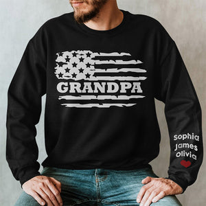 Too Cool To Be Called Grandpa - Family Personalized Custom Unisex Sweatshirt With Design On Sleeve - Christmas Gift For Dad, Grandpa