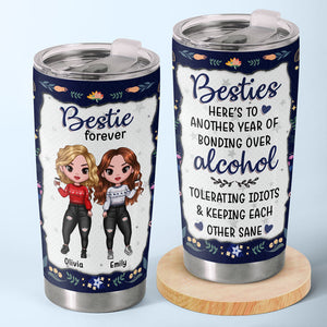 Not Sisters By Blood But Sisters By Heart - Bestie Personalized Custom Tumbler - Christmas Gift For Best Friends, BFF, Sisters