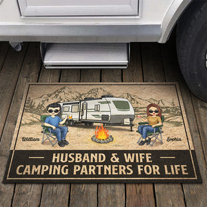 Camping Partners For Life - Camping Personalized Custom Home Decor Decorative Mat - House Warming Gift For Husband Wife, Camping Lovers