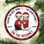 The Best Thing I've Ever Found - Couple Personalized Custom Ornament - Ceramic Round Shaped - Christmas Gift For Husband Wife, Anniversary