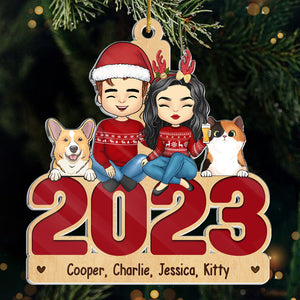 Happy Howlidays With All Our Love - Dog & Cat Personalized Custom Ornament - Acrylic, Wood Unique Shaped - Christmas Gift For Pet Owners, Pet Lovers