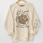 A Girl Who Loves Pets - Dog & Cat Personalized Custom Unisex Sweatshirt With Design On Sleeve - Gift For Pet Owners, Pet Lovers
