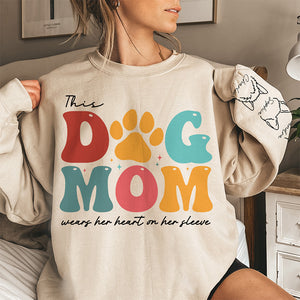 This Fur Mama Wears Her Heart - Dog Personalized Custom Unisex Sweatshirt With Design On Sleeve - Gift For Pet Owners, Pet Lovers