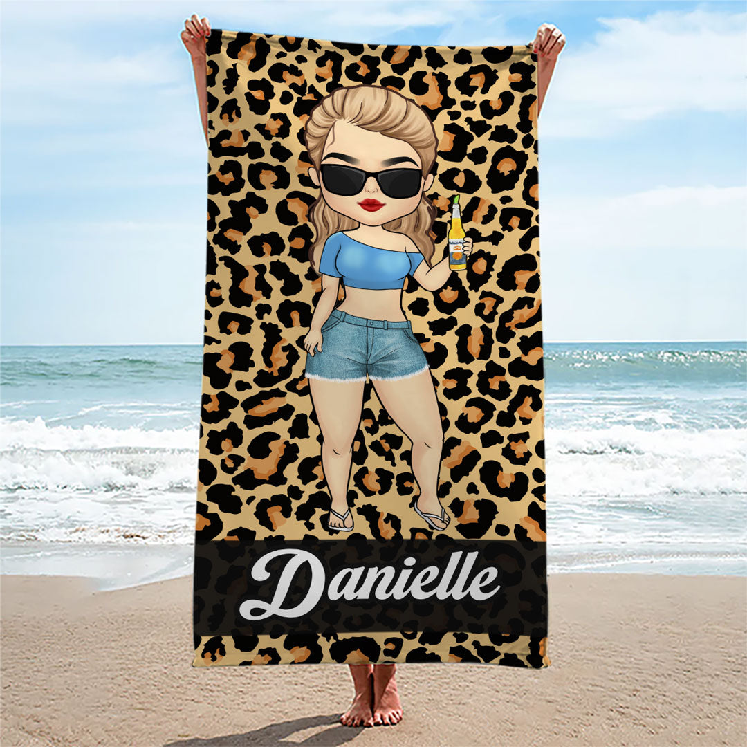 Personalized Beach Towel - Custom Name Towel, 28x58 Inches, 75% Cotton 25% Polyester, Fully Hemmed - View #6