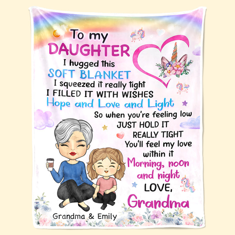 Best Wishes & Hugs - Family Personalized Custom Blanket - Birthday Gift From Mom, Grandma