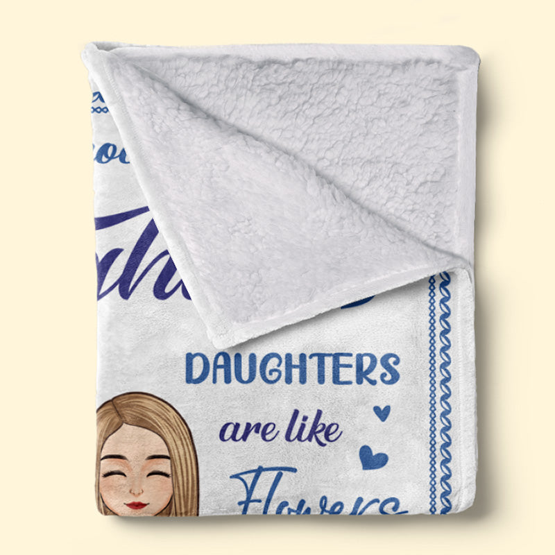 Love You To The Moon And Back Daughter - Family Personalized Custom Blanket - Birthday Gift From Mom