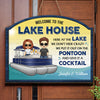 Standing On The Pontoon & Enjoy A Cocktail - Couple Personalized Custom Shaped Home Decor Wood Sign - House Warming Gift For Couple, Pontoon Lovers