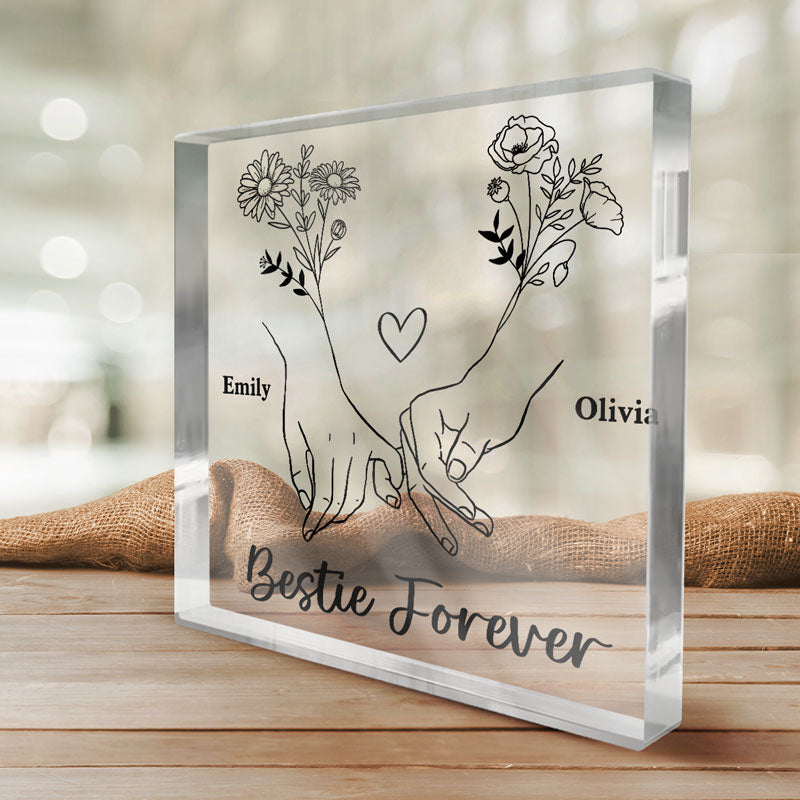 Best Friend Till The End - Bestie Personalized Custom Square Shaped Acrylic Plaque - Gift For Best Friends, BFF, Sisters