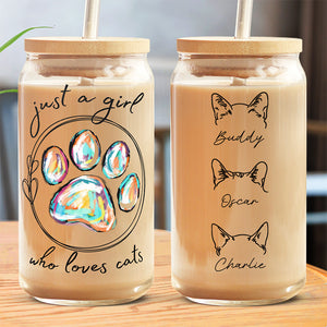 True Love Has Four Paws - Dog & Cat Personalized Custom Glass Cup, Iced Coffee Cup - Gift For Pet Owners, Pet Lovers