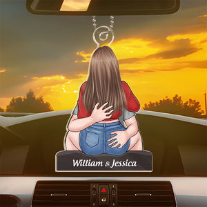 Hold You Close To Me - Couple Personalized Custom Car Ornament - Acrylic Custom Shaped - Gift For Husband Wife, Anniversary