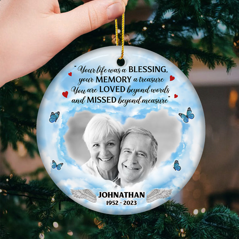 Custom Photo You Are Loved Beyond Words - Memorial Personalized Custom Ornament - Ceramic Round Shaped - Christmas Gift, Sympathy Gift For Family Members
