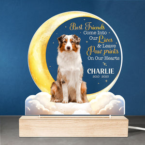 Custom Photo You Leave Paw Prints On Our Hearts - Memorial Personalized Custom Shaped 3D LED Light - Sympathy Gift For Pet Owners, Pet Lovers