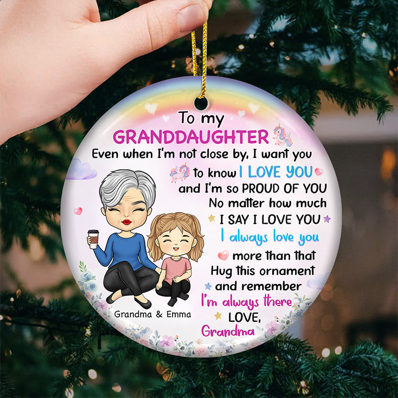I Always Love You - Family Personalized Custom Ornament - Ceramic Round Shaped - Christmas Gift For Grandma