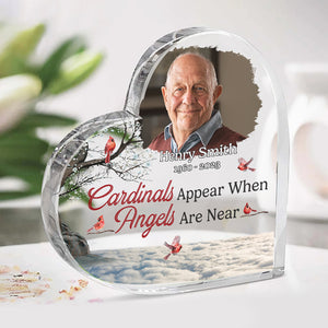 Custom Photo I Will Hold You In My Heart - Memorial Personalized Custom Heart Shaped Acrylic Plaque - Sympathy Gift For Family Members