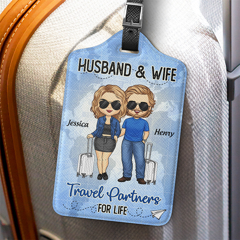 Travel Partners For Life - Travel Personalized Custom Luggage Tag - Holiday Vacation Gift, Gift For Adventure Travel Lovers, Husband Wife, Anniversary