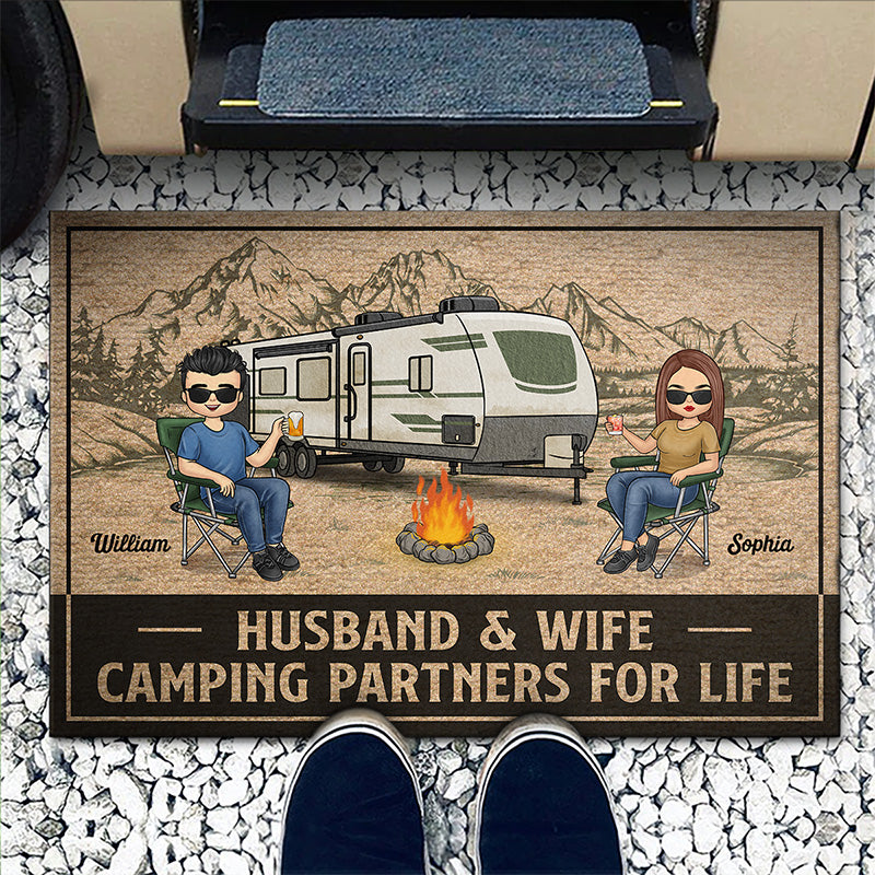 Camping Partners For Life - Camping Personalized Custom Home Decor Decorative Mat - House Warming Gift For Husband Wife, Camping Lovers