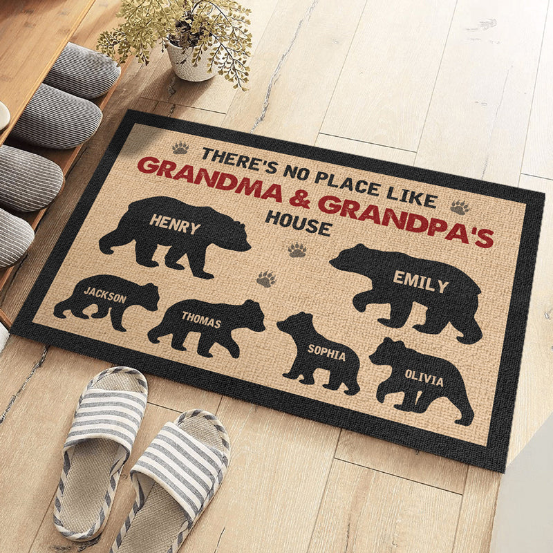 There's No Place Like Grandma And Grandpa's House - Family Personalized Custom Home Decor Decorative Mat - House Warming Gift, Gift For Grandpa, Grandma