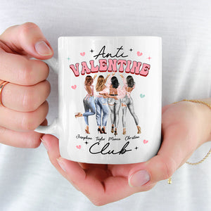 Anti Valentine Club - Bestie Personalized Custom Mug - Valentine Gift For Best Friends, BFF, Sisters