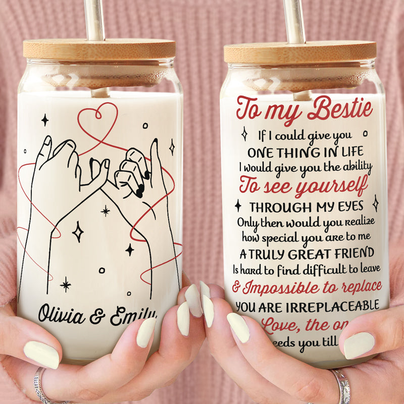 A Truly Great Friend Is Hard To Find - Bestie Personalized Custom Glass Cup, Iced Coffee Cup - Gift For Best Friends, BFF, Sisters